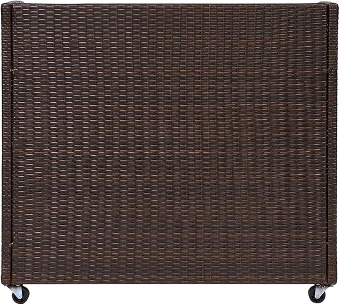Teamson Home Veronica Outdoor Portable PE Rattan Serving Cart with Wheels, Brown