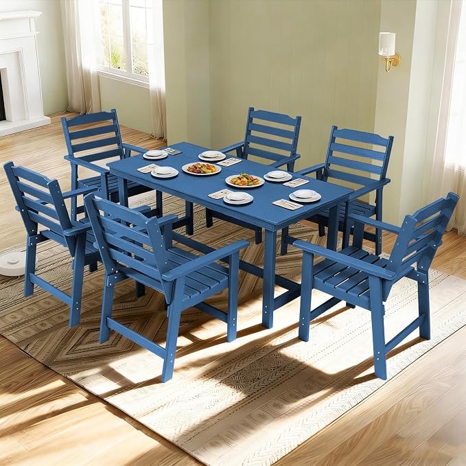 FUNBERRY Outdoor Dining Chairs Set of 2, HDPE Patio Chairs for Outside | Wood-Grain, HDPE All Weather, No Rot or Rust or Crack, UV Fade Shield, 330LBS Weight Capacity, Easy-Clean for Outside