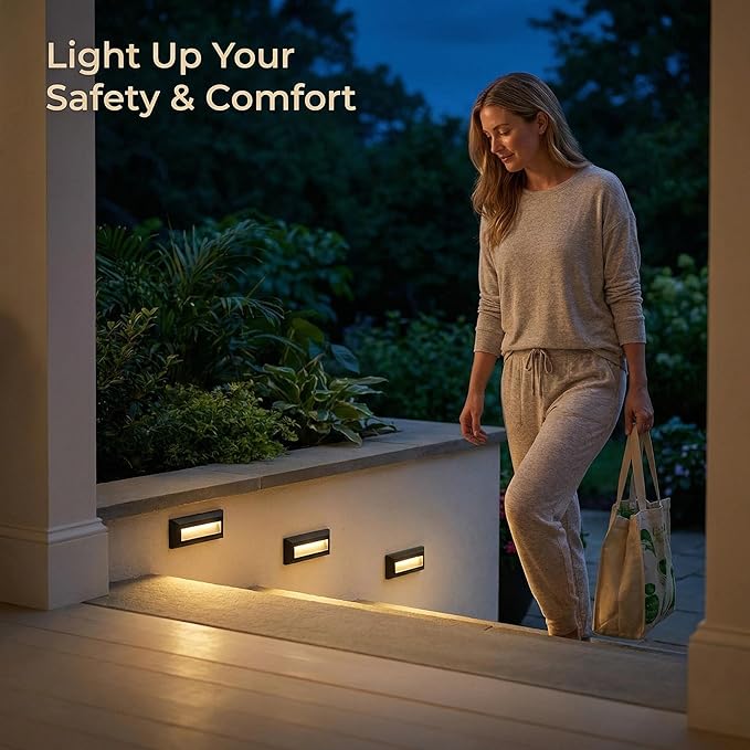 ZONK LED Outdoor Indoor Step Lights, Line Voltage 110-240V 2W Non-dimmable 3000K IP65 Waterproof Deck Stairway Retaining Wall Lights, 3Pack