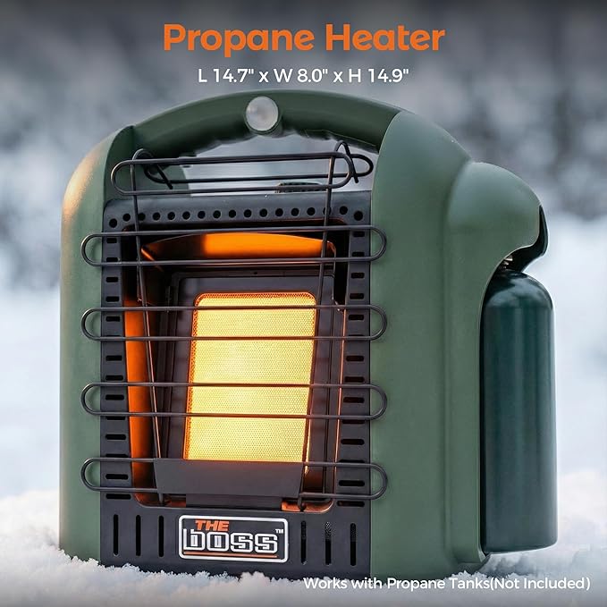 THE BOSS Propane Heater for Patio, 6000 BTU Portable Heater Outdoor Use Propane, Outdoor Space Heater for Camping