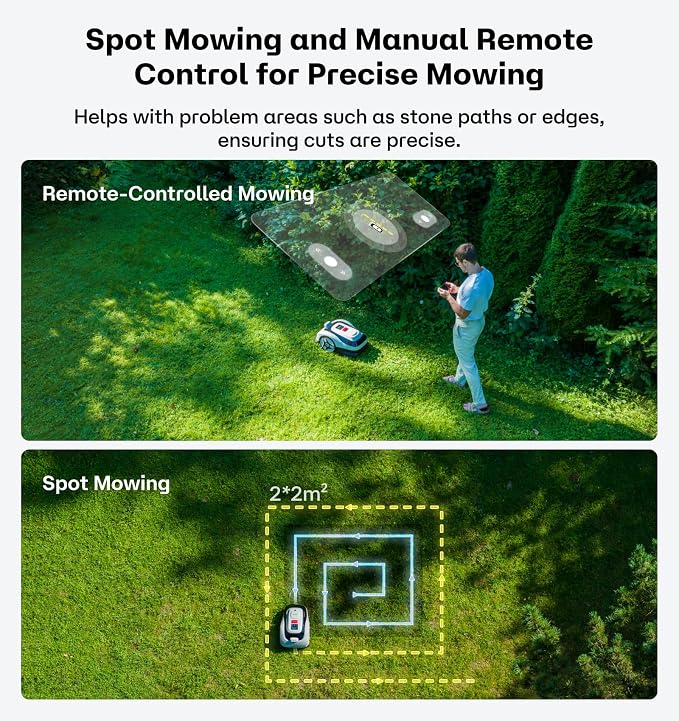 Raccoon 2 SE Robotic Lawnmower for 0.15 Acre, Wire Free Robot Mower with AI Obstacle Avoidance, APP-Free One-Button Operation, 1.18"-3.15" Adjustable Height, Low Noise, Ideal for Small Lawns