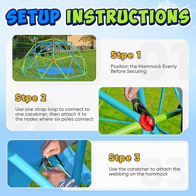 Zupapa Dome Climber Hammock, Climbing Dome Hammock Fit for 10FT Jungle Gym, Interesting Dome Climber Accessories for Kids, Holds 350 lbs, (Hammock Only)
