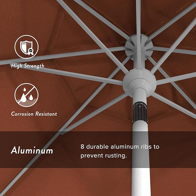 California Umbrella 7.5' Rd. Aluminum Patio Umbrella, Crank Lift, Collar Tilt, White