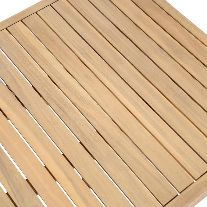Christopher Knight Home Aladi Outdoor Coffee Table for Patio Furniture Set, Acacia Wood Side Table with Slats Panel Support Tabletop, Square Patio Table for Poolside Balcony Garden, Light Teak