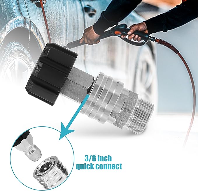 Tool Daily Pressure Washer Adapter Set, Stainless Steel Quick Connect Kit, M22 14mm to 3/8" Quick Disconnect Kit for Power Washer, 8 PCs