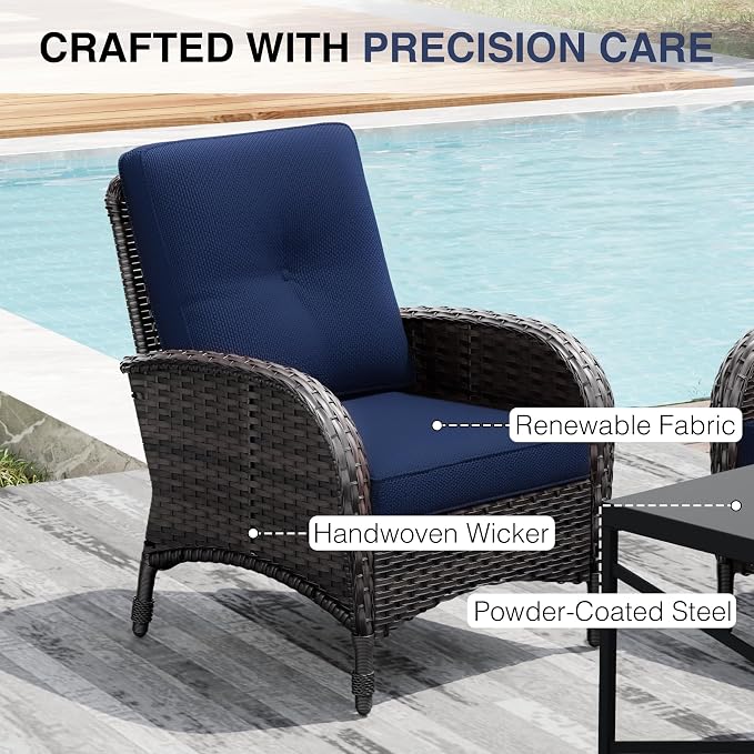 Joyside Wicker Patio Chairs, 6 Piece Rattan Outdoor Furniture with Thickened Cushions, High Back, Deep Seating, Wide Armrest, Outdoor Chairs for Porch, Deck