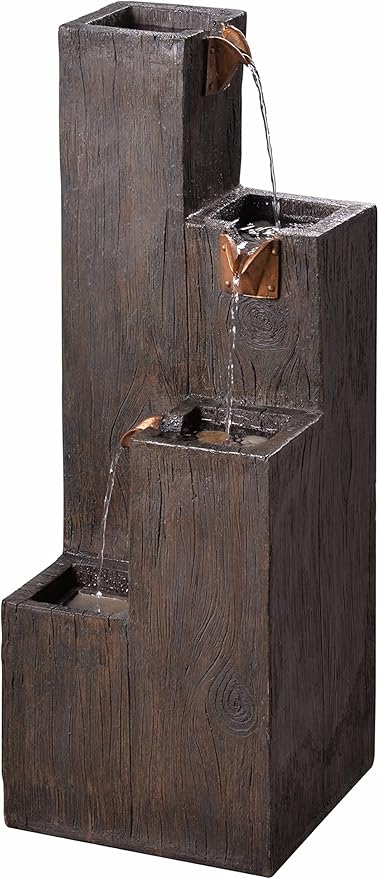 Kenroy Home 51017WDG Lincoln Outdoor Water Fountain, Dark Wood Grain, Small