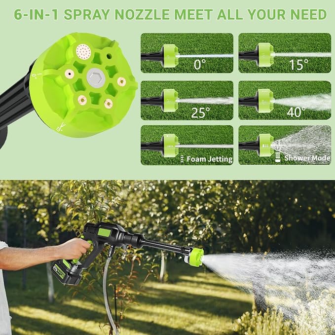 Cordless Portable Washer, Handheld Washer with 6-in-1 Nozzle, Battery Operated Washer, Cordless Portable Cleaning Tool for Car