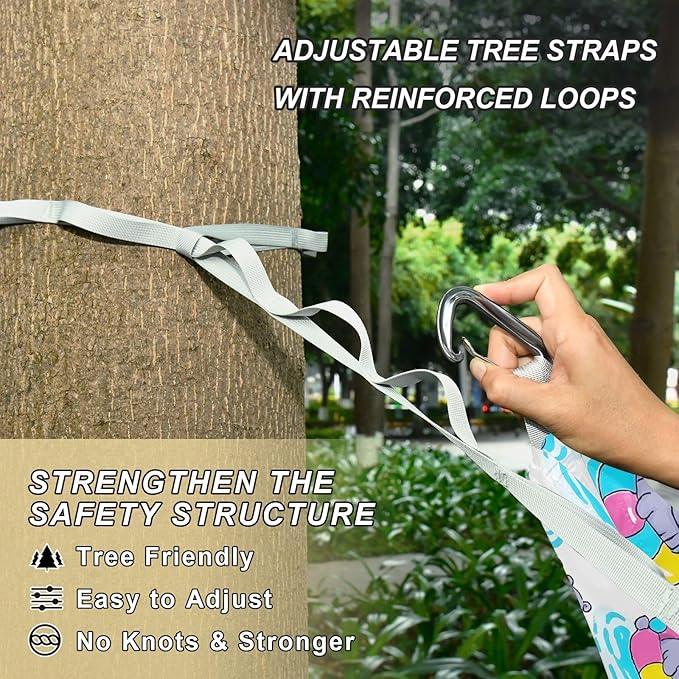 Camping Hammock Outdoor Hammocks for Outside Hippopotamus Balloon Beach Trees Portable Lightweight with Pockets Tree Straps Indoor