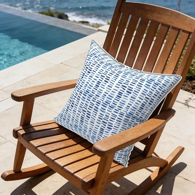 LVTXIII Pack of 2 Outdoor Throw Pillow Covers Accent Waterproof Pillow Covers ONLY, Patio Square Cushion Cases for Garden Balcony Couch Sofa Decoration 20x20 inch, Pebble Blue