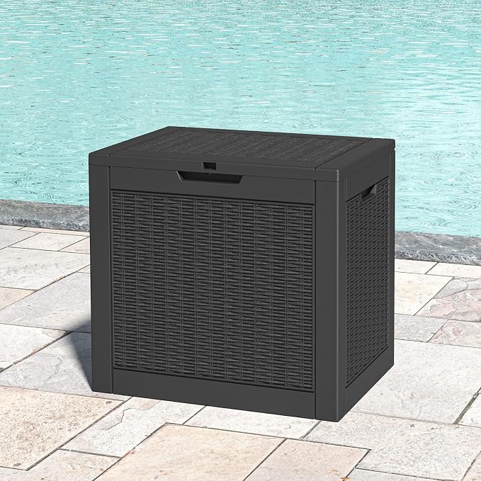 36 Gallon Outdoor Storage Box Resin Deck Box,Waterproof Package Delivery and Storage Box,Furniture Side Table for Patio Furniture Cushions Pool Accessories Porch Garden Tools,Black