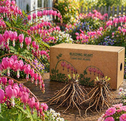 2 Pink Bleeding Heart Bare Root Perennial Plants – Heart Shaped Pink Blooms, Easy to Grow Shade Flower Roots, Attracts Butterflies, Bees & Hummingbirds, Spring Garden Flower Bulb Collection