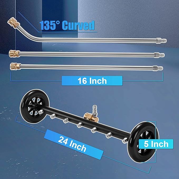 Tool Daily Dual-Function Undercarriage Cleaner 24 Inch, Water Broom for Pressure Washer with 7 Nozzles, Undercarriage Pressure Washer Attachment with 3 Extension Wands, 4000 PSI