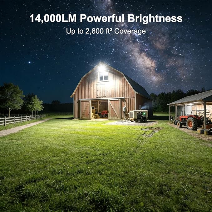 100W LED Flood Light Outdoor 14000LM, AC 85-305V Stadium Lights with 6.5FT Plug, 5000K Daylight IP67 Waterproof LED Sport Light for Boats, Powered by Generators (5-Year Protection)