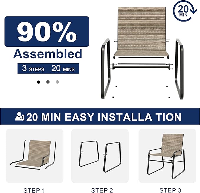 4-Piece Outdoor Patio Furniture Set, All-Weather & Easy Assembly Outdoor Conversation Set with Tempered Glass (2 Single Seats, 1 Loveseat, 1 Coffee Table) for Garden, Patio, Yard, Poolside