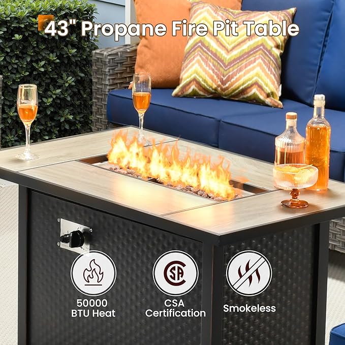 Wicker Patio Furniture Set,7 Pieces Modern Outdoor Conversation Set Sectional Sofa with Cushion and Ottomans for Garden, Poolside, Backyard