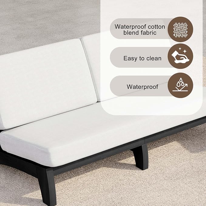2 Pieces Patio Furniture Sets, All-Weather Outdoor Wood Bistro Set Patio Conversation Side Table Chiars and Patio Loveseat for Balcony, Backyard