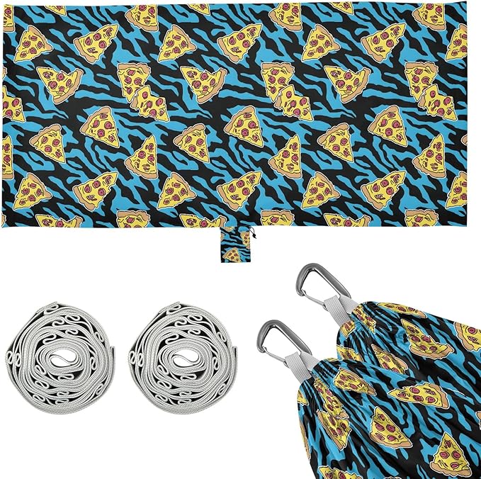 Camping Hammock Outdoor Hammocks for Outside Blue Tiger Pizza Stripe Beach Trees Portable Lightweight with Pockets Tree Straps Indoor Small
