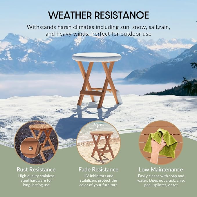 WestinTrends Malibu HDPE Outdoor 24.5 Inch Round Portable Folding Patio Dining Table, Teak