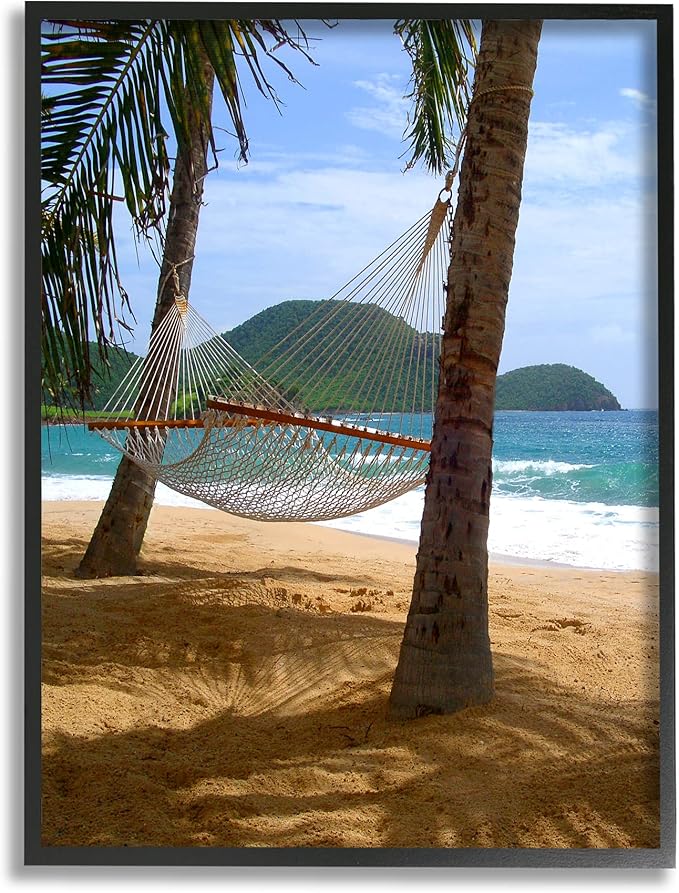Stupell Industries Tropical Summer Vacation Hammock Between Palm Trees, Design by Noah Bay