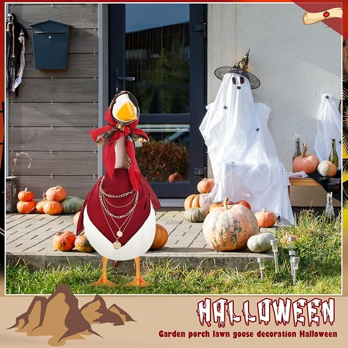 Bikini Porch Goose Outfits with Sunglasses and Swimming Tube for 23" Summer Goose Costume Garden Patio Statue Decor(Pirate)