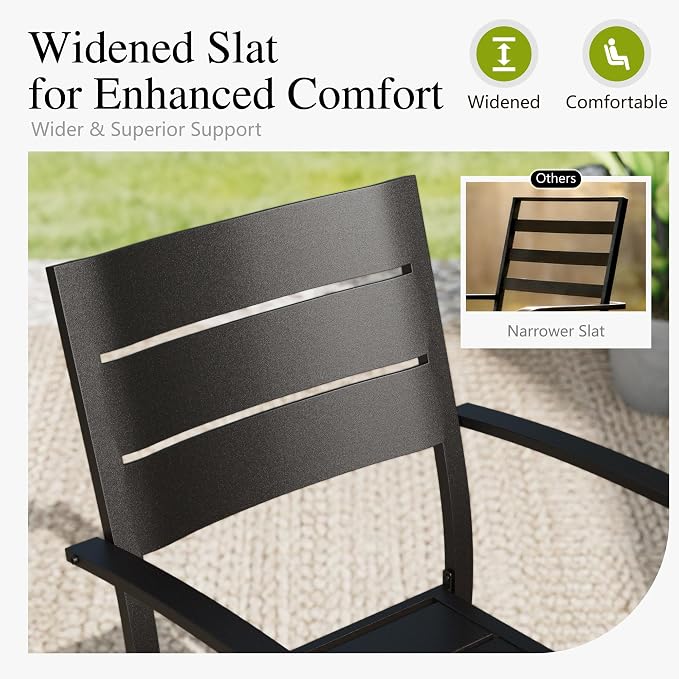 Sophia & William Metal Outdoor Dining Chairs Set of 8 - Stackable Black Patio Chairs, 300lb Capacity