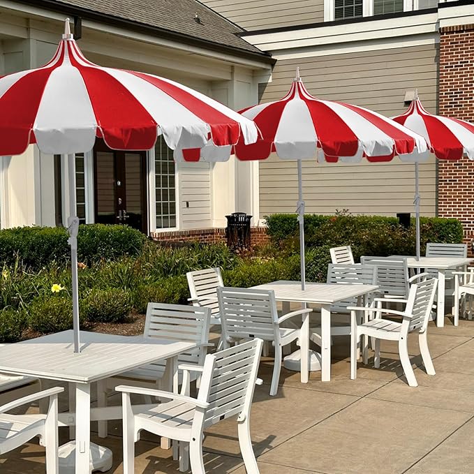8Ft Patio Pagoda Umbrella, UV Protect Pool Umbrellas with Heavy Duty Pole, Outdoor Market Umbrella for Holiday Garden Backyard
