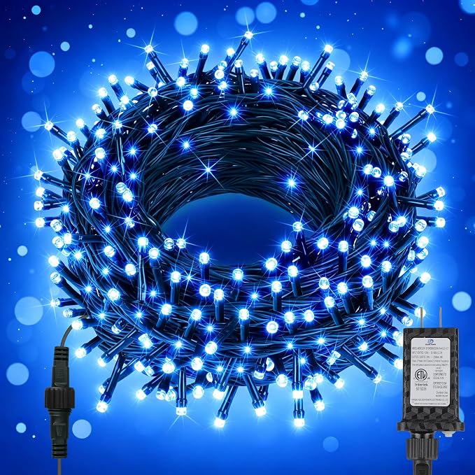 66ft 200 LED Christmas Tree Lights, End-to-End Plug 8 Modes Fairy Lights with Timer, Outdoor Indoor Xmas Light Christmas Tree, Patio, Garden, Party, Wedding, Holiday, Blue