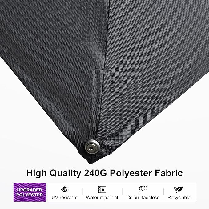 PURPLE LEAF 11FT Patio Umbrella With Base Square Cantilever Umbrella Teak Finished Aluminum Frame Large Windproof Offset Outdoor Sun Umbrellas for Beach Pool Deck, Grey
