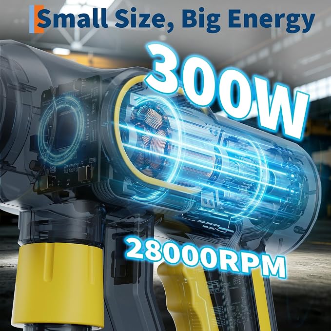 Garvee Cordless Pressure Washer 20V, 320 PSI Brushless Portable Power Washer with 6-in-1 Nozzle, Foam Cannon, 26ft Hose, Battery & Charger
