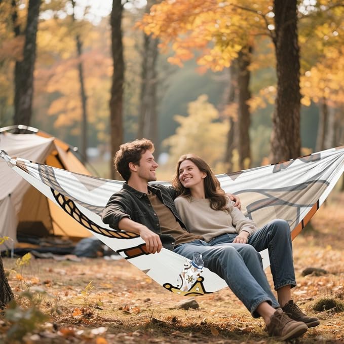 Western Cowboy Outdoor Hammock with Tree Straps for Outside Patio Garden