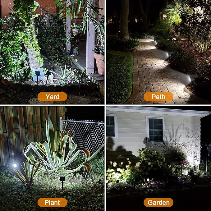 LANSOW Solar Spot Lights Outdoor, [8 Pack/76 LED] 2-in-1 Solar Landscape Spotlights, 3 Modes IP65 Waterproof Dusk to Dawn Solar Powered Flood Wall Lights for Outside Yard Garden Pathway(Cool White)