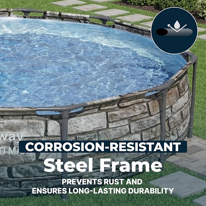 Bestway Steel Pro MAX 12' x 30" Above Ground Pool, Round Metal Frame Outdoor Swimming Pool Set with Filter Pump & Type I Cartridge, Stone Print