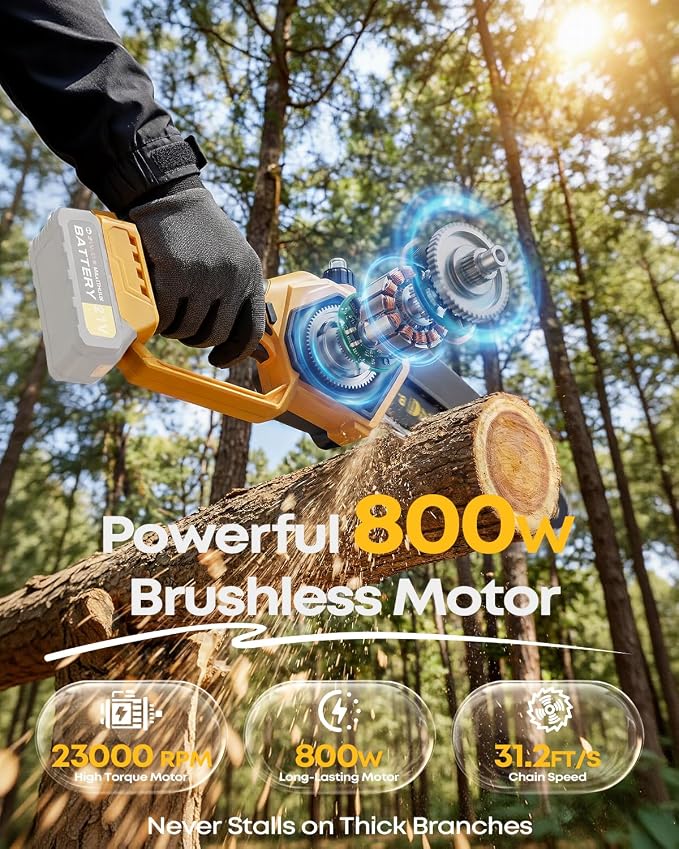 8-Inch Cordless Pole Saw for Tree Trimming, Compatible with DeWalt 20V Max, 15.6FT Extendable 2-in-1 Mini Chainsaw & Tree Trimmer, 800W Brushless [Tool Only - No Battery]