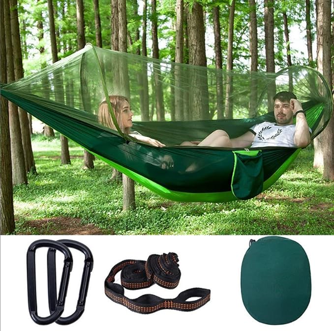 Double Hammock Outdoor Sunshade Quick-Opening Rocking Bed Off The Ground Anti-Rollover Single Camping Singlespeedgreenupgradestrap