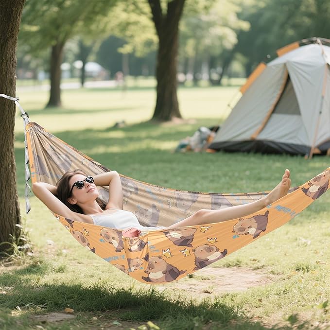 Camping Hammock Outdoor Hammocks for Outside Capybara I Didn't Mean It Beach Trees Portable Lightweight with Pockets Tree Straps Indoor
