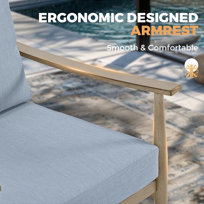 HAPPATIO Patio Outdoor Furniture Set - 4 Piece Aluminum Patio Conversation Set with 1 Coffee Table, 2 Swivel Chairs and 1 Three-Seater Sofa, Aluminum Outdoor Furniture Set for Yard Deck(Brown)
