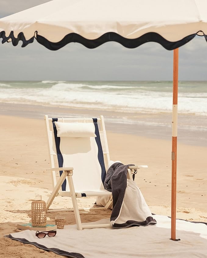 Business & Pleasure Co. Amalfi Rivie Umbrella - 6.5' Boho Beach Umbrella, UPF 50+ UV-Resistant Canvas, Premium Wood Pole, Sturdy Yet Lightweight
