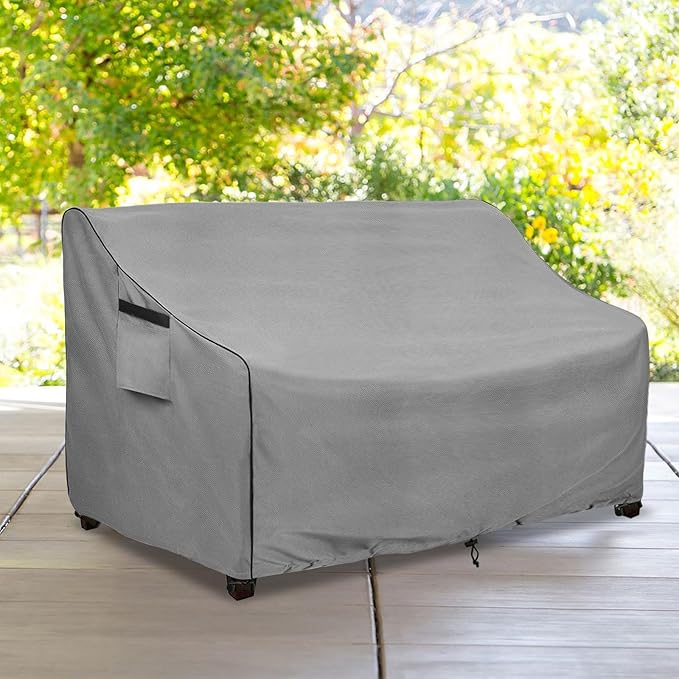 okcool Heavy Duty Patio Sofa Cover, 100% Waterproof 3-Seater Outdoor Sofa Cover Fits up to 76W x 32.5D x 33H Inches, Lawn Patio Furniture Covers,Grey