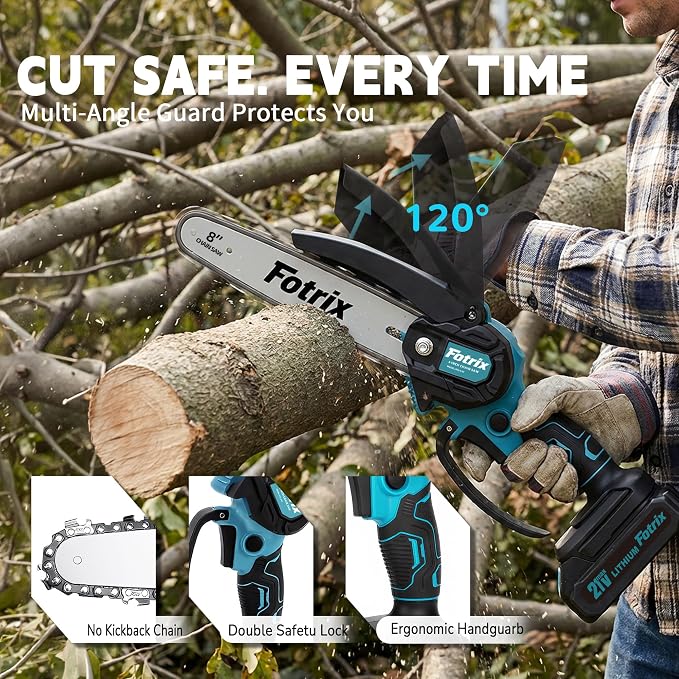 Mini Chainsaw, 8-inch Mini Chainsaw Cordless, Handheld Electric Power Chain Saw with 1 Batteries, for Tree Trimming Wood Cutting, Best Gifts for Father, Dad, Husband, Men