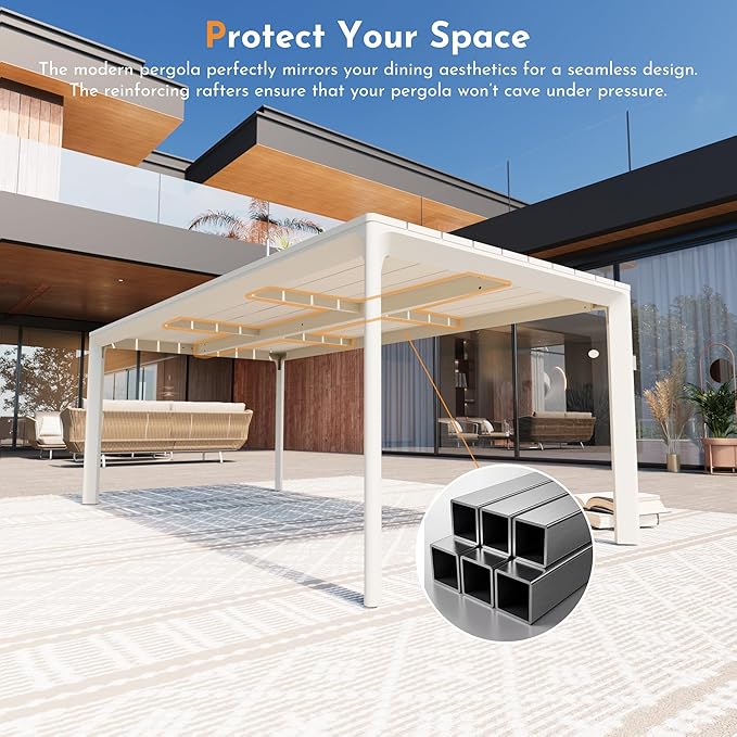 Modern Shade Cavo 79" All-Aluminum Outdoor Patio Dining Table, Minimalist Aluminum Patio Table with Elegant Easy-Clean Surface, Weather-Resistant Outdoor Dining Table for Garden, Indoor, White