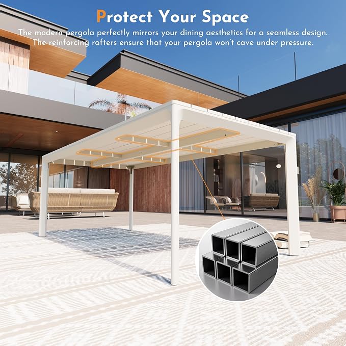 Modern Shade Cavo 67" All-Aluminum Outdoor Patio Dining Table, Minimalist Aluminum Patio Table with Elegant Easy-Clean Surface, Weather-Resistant Outdoor Dining Table for Garden, Indoor, White