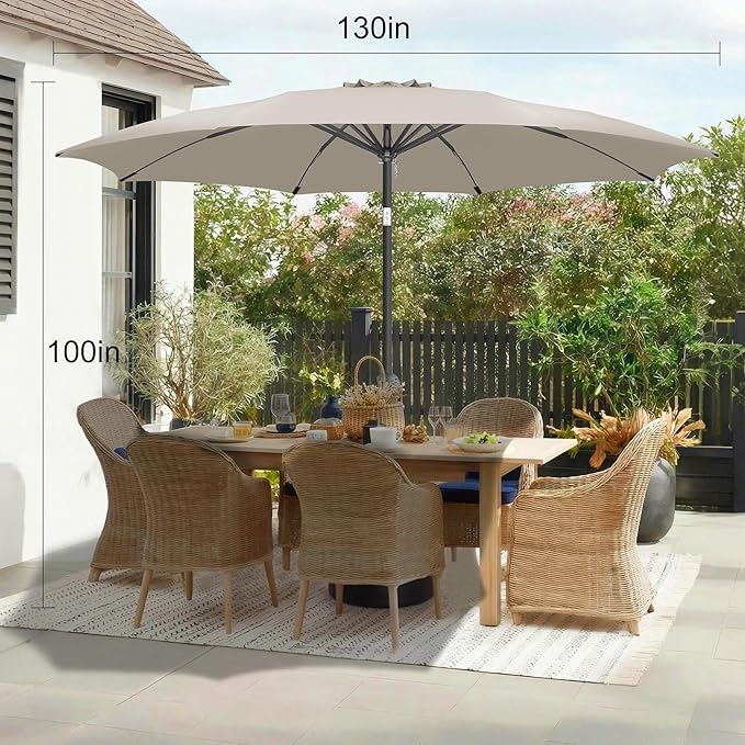 11FT Outdoor Patio Umbrella - Table Umbrella Waterproof UV Protection, Sombrillas de Patio with Push Button Tilt, Sun Umbrella for Pool, Porch, Garden, Deck, Backyard (Taupe)