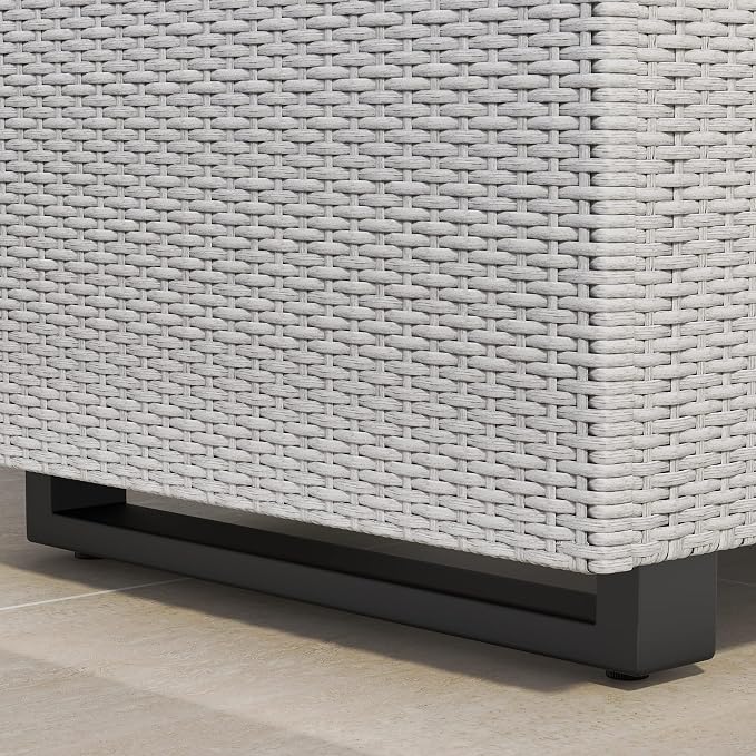 Lepus Large Outdoor Waterfroof Deck Box, 210 Gallon Rattan Deck Storage Box with Built-in Waterproof Bag for Seat Cushion on Patio Garden, Poolside (210, Grey)