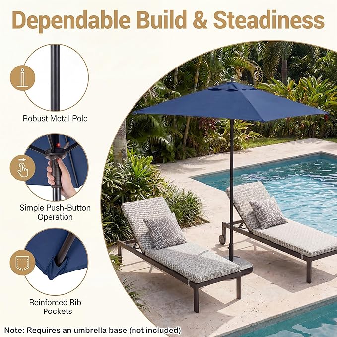 Giantex 5ft Square Patio Umbrella, Outdoor Table Umbrella with Push Bottom Tilt, 4 Sturdy Ribs, Fade Resistant & Waterproof Canopy, Market Umbrella for Deck, Pool, Backyard, Garden, Beach