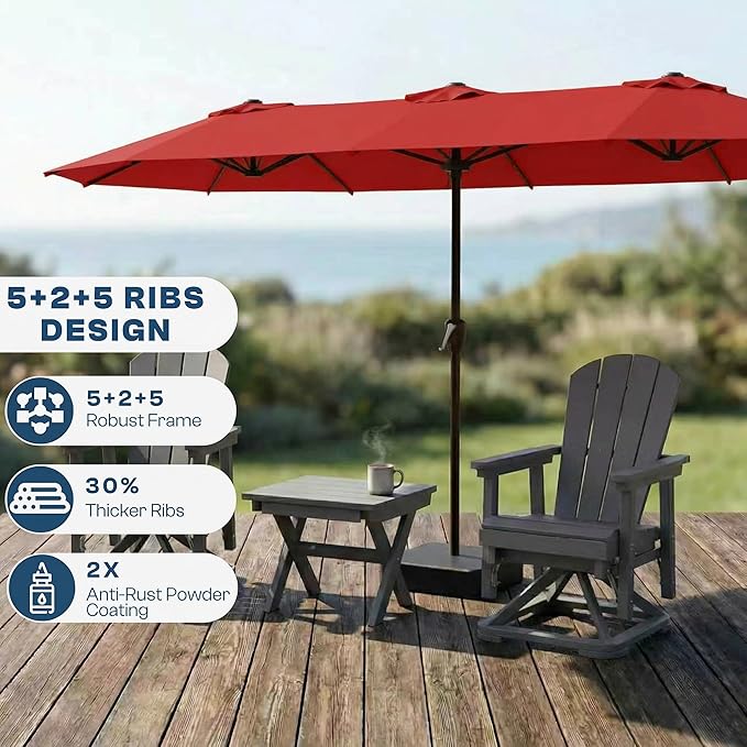 15FT Large Patio Umbrella with Base Included