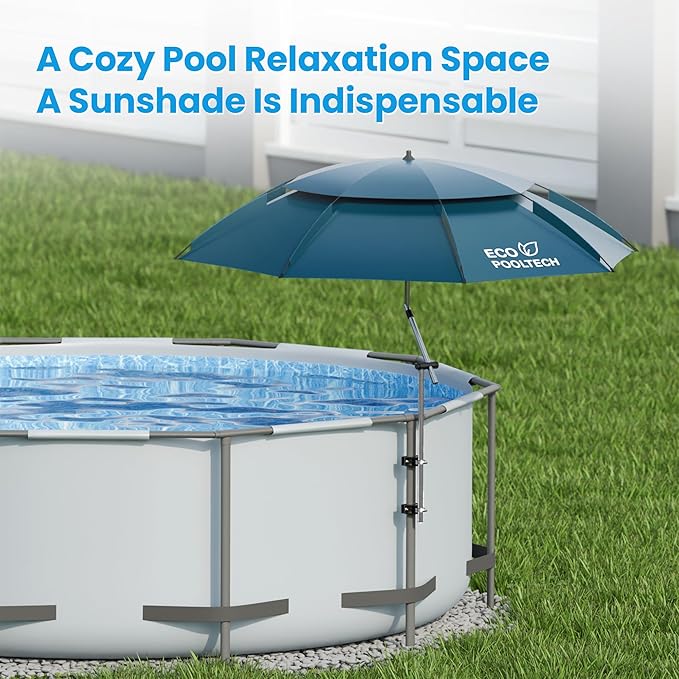 ECOPOOLTECH 7' Above Ground Pool Umbrellas, Outdoor Pool Sunshade for Oval or Rectangular Swimming Pools, Multi-functional Patio Umbrella for Garden/Pool Deck/Backyard, Must have Pool Accessories