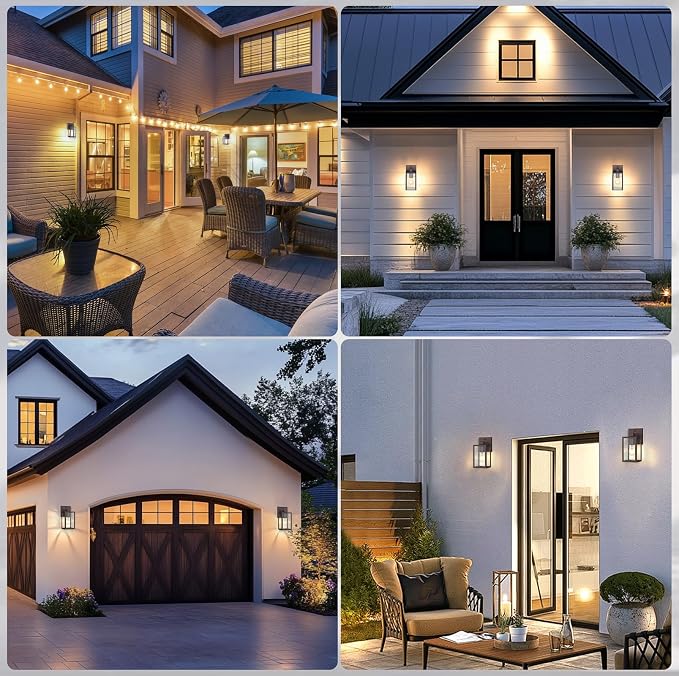 Dusk to Dawn Outdoor Light Fixtures, 2-Pack Sensor Porch Lights, Waterproof Exterior Wall Sconce Lighting Lamp, Waterproof Wall Lantern for House, Doorway, Garage (Oil Rubbed Bronze)