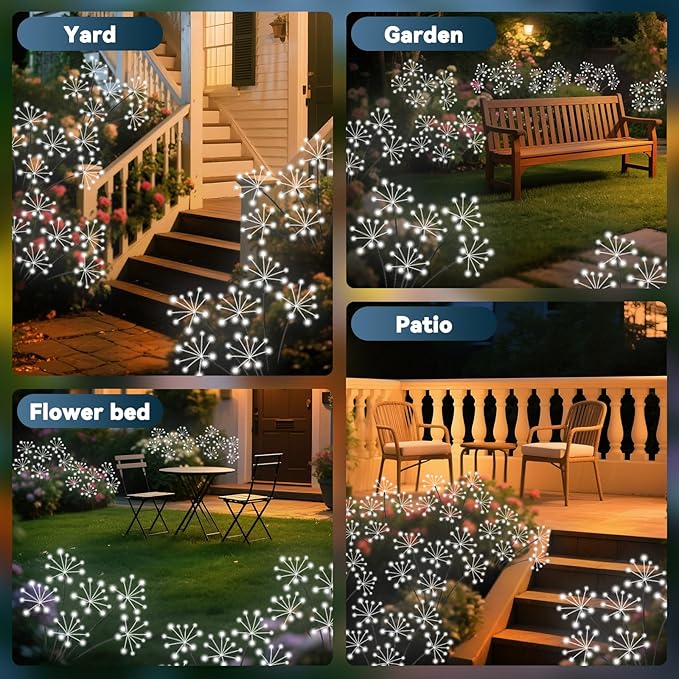Slyuexu Solar Garden Lights 2 Pack Waterproof Swaying Starburst Light Solar Outdoor Lights for Yard Patio Walkway Pathway Party Wedding Decoration, Unique Gifts for Women, White