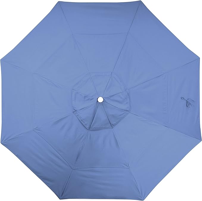 California Umbrella 11' Round Aluminum Market Umbrella, Crank Lift, Collar Tilt, Forest Blue